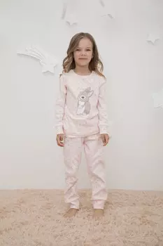 Пижама для девочек CROCKID, К 1621, цвет - светло-розовый