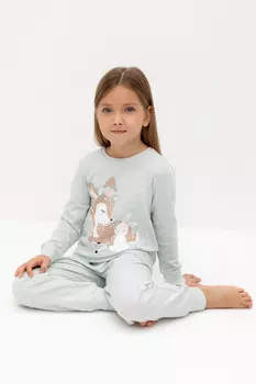 Пижама для девочек CROCKID, К 1621, цвет - светло-серый5