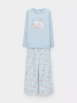 Пижама для девочек CROCKID, К 1623, цвет - голубой
