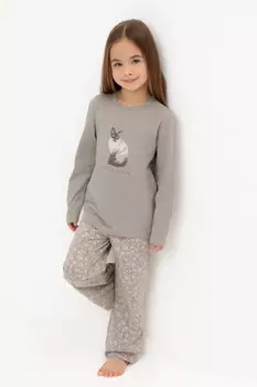 Пижама для девочек CROCKID, К 1623, цвет - хаки
