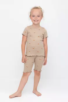 Пижама для девочек CROCKID, К 1632, цвет - бежевый
