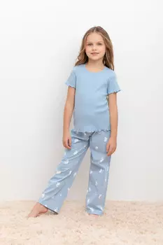 Пижама для девочек CROCKID, К 1633, цвет - светло-голубой