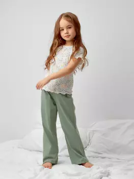 Пижама для девочек CROCKID, К 1636, цвет - зеленый