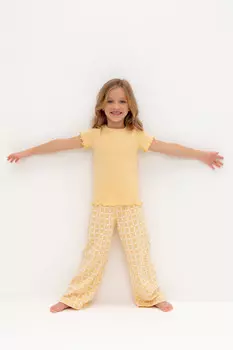 Пижама для девочек CROCKID, К 1636, цвет - желтый