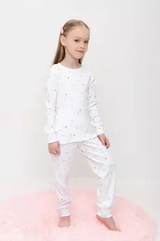 Пижама для девочек CROCKID, КП 1552, цвет - белый