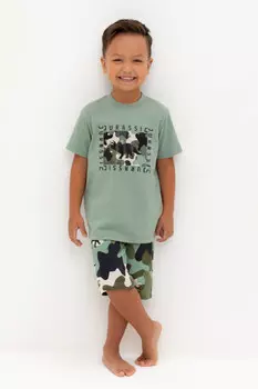 Пижама для мальчиков CROCKID, К 1528, цвет - зеленый