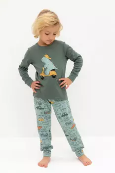 Пижама для мальчиков CROCKID, К 1541, цвет - зеленый