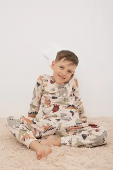 Пижама для мальчиков CROCKID, К 1552, цвет - бежевый