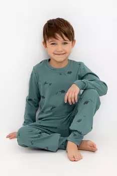 Пижама для мальчиков CROCKID, К 1552, цвет - зеленый