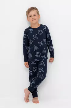 Пижама для мальчиков CROCKID, К 1561, цвет - темно-синий