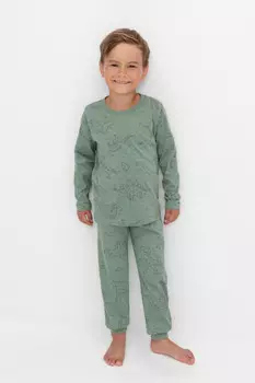Пижама для мальчиков CROCKID, К 1561, цвет - зеленый