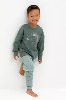 Пижама для мальчиков CROCKID, К 1567, цвет - зеленый