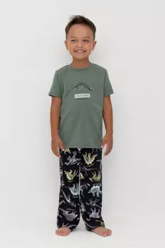 Пижама для мальчиков CROCKID, К 1599, цвет - зеленый