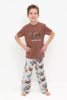 Пижама для мальчиков CROCKID, К 1599, цвет - коричневый