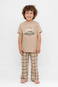 Пижама для мальчиков CROCKID, К 1599, цвет - бежевый