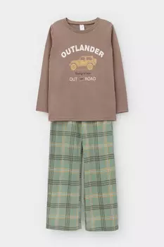 Пижама для мальчиков CROCKID, К 1600, цвет - коричневый