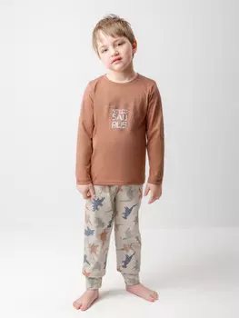 Пижама для мальчиков CROCKID, К 1606, цвет - кофейный