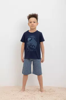 Пижама для мальчиков CROCKID, К 1634-1, цвет - синий