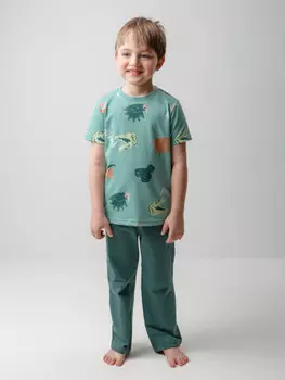 Пижама для мальчиков CROCKID, К 1646, цвет - зеленый