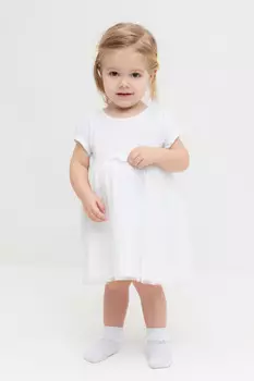 Платье для девочек CROCKID, К 5858, цвет - белый