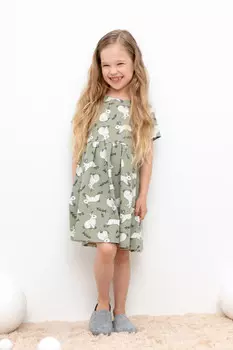 Платье для девочек CROCKID, КР 5794, цвет - хаки