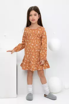 Платье для девочек CROCKID, КР 5822, цвет - коричневый