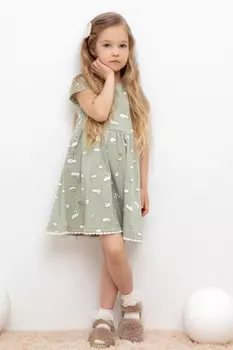 Платье для девочек CROCKID, КР 5830, цвет - хаки