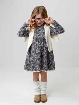 Платье для девочек CROCKID, КР 5836, цвет - темно-серый