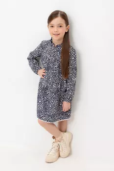 Платье для девочек CROCKID, КР 5894, цвет - темно-синий