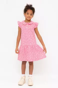 Платье для девочек CROCKID, КР 5928-1, цвет - ярко-розовый