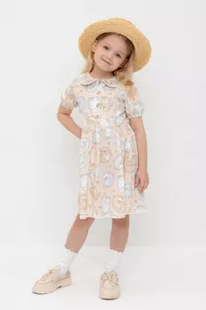 Платье для девочек CROCKID, КР 5932-1, цвет - бежевый