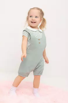 Полукомбинезон для девочек CROCKID, КР 6500, цвет - минт