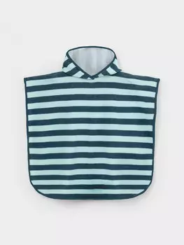 Пончо-полотенце махровое из натурального хлопка для новорожденных CROCKID, К 8535, цвет - зеленый