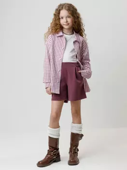 Рубашка для девочек CROCKID, КР 302567, цвет - бордовый