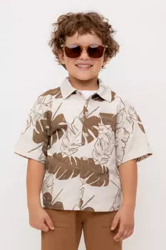 Рубашка для мальчика для мальчиков CROCKID, КР 302731, цвет - бежевый