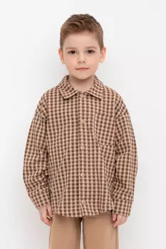 Рубашка для мальчика для мальчиков CROCKID, КР 302609, цвет - бежевый