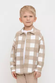 Рубашка для мальчика для мальчиков CROCKID, КР 302583, цвет - бежевый
