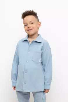 Рубашка для мальчика из мягкого петельчатого футера для мальчиков CROCKID, КР 302254, цвет - синий