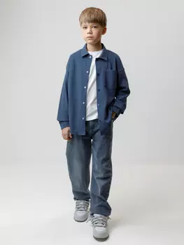 Рубашка на кнопках для мальчика для мальчиков CROCKID, КР 302794, цвет - синий