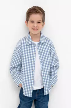 Рубашка на кнопках для мальчика для мальчиков CROCKID, КР 302567, цвет - голубой