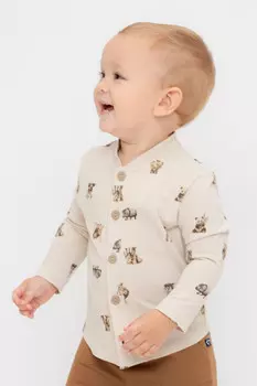 Рубашка на пуговицах для мальчика для мальчиков CROCKID, КР 302705, цвет - бежевый