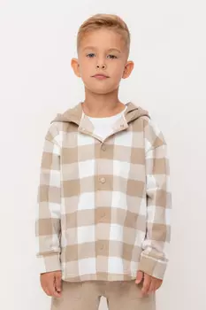 Рубашка с капюшоном для мальчика для мальчиков CROCKID, КР 302681, цвет - бежевый