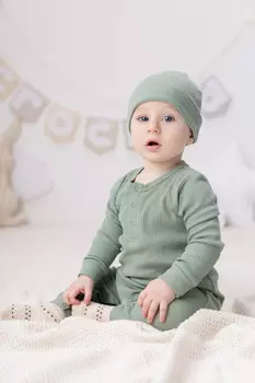 Шапочка ясельная для новорожденных CROCKID, К 8158, цвет - зеленый