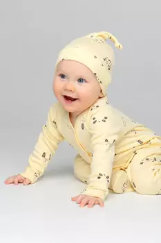 Шапочка ясельная для новорожденных CROCKID, К 8036, цвет - желтый