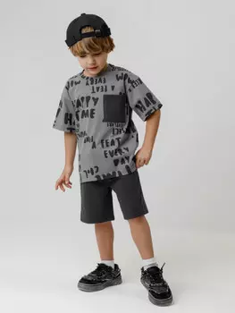 Шорты из натурального хлопка для мальчика для мальчиков CROCKID, КР 400596, цвет - темно-серый