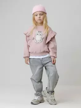 Свитшот из натурального хлопка для девочки для девочек CROCKID, КР 302830, цвет - розовый