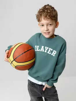 Свитшот с начёсом для мальчика для мальчиков CROCKID, КР 302802, цвет - зеленый