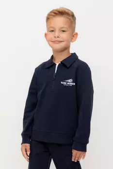 Свитшот с воротником для мальчика для мальчиков CROCKID, КР 302689, цвет - темно-синий