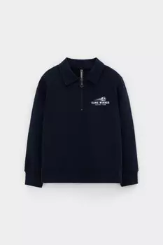 Свитшот с воротником для мальчика для мальчиков CROCKID, КР 302689-1, цвет - темно-синий