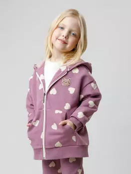 Толстовка на молнии для девочки для девочек CROCKID, КР 302826, цвет - бордовый